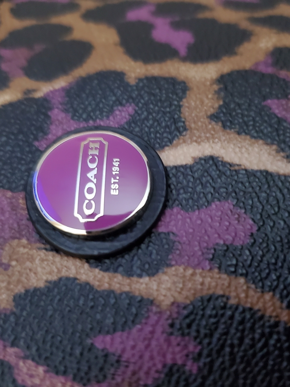 Coach Leopard Print Zip Pouch in Purple and Brown Excellet Condition - Picture 8 of 8